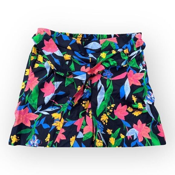 J. Crew Navy Blue Floral Print Tie Front Shorts - Picture 1 of 3